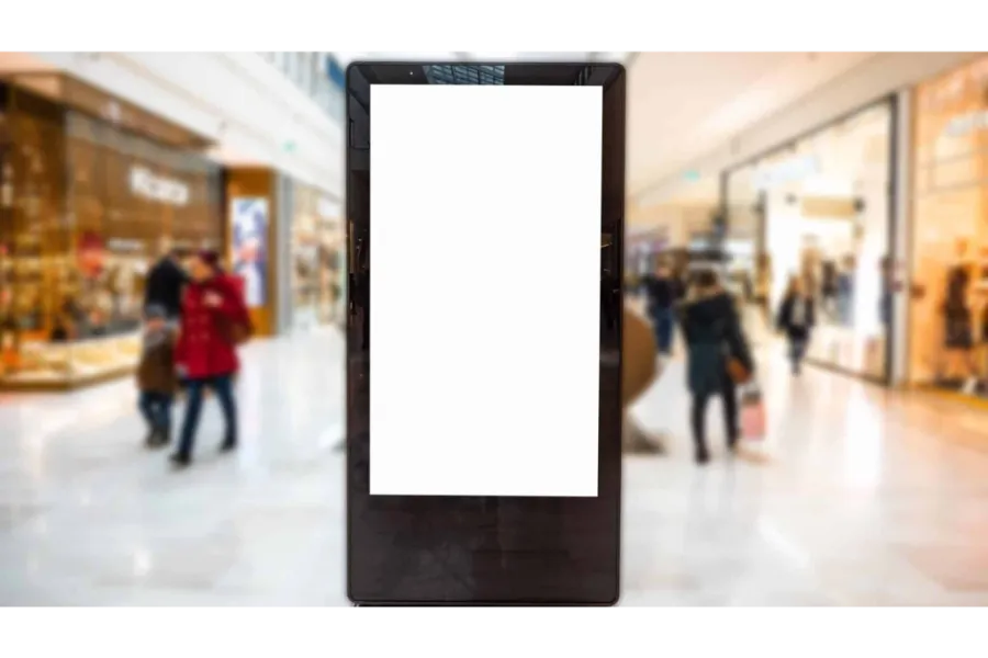 a digital signage kiosk in a public environment